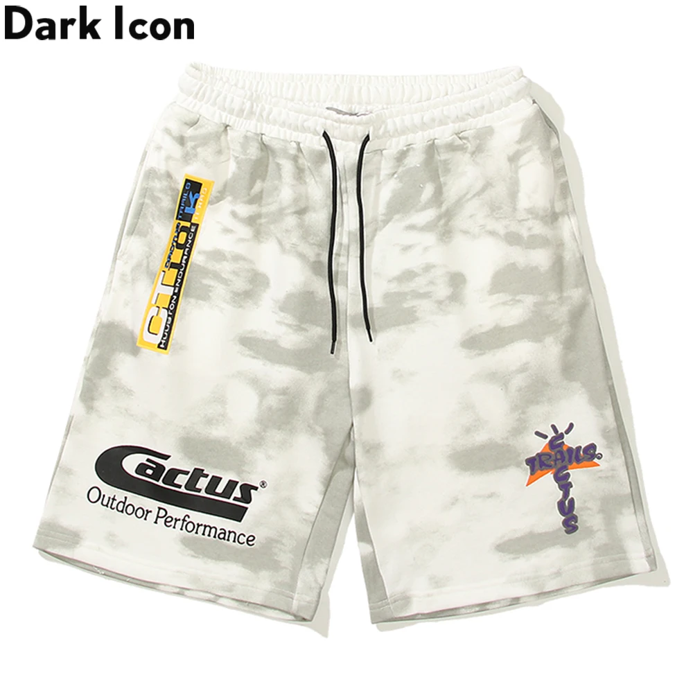 

Elastic Waist Terry Material Men's Shorts Tie Dyeing Cotton Shorts Men Streetwear Clothing