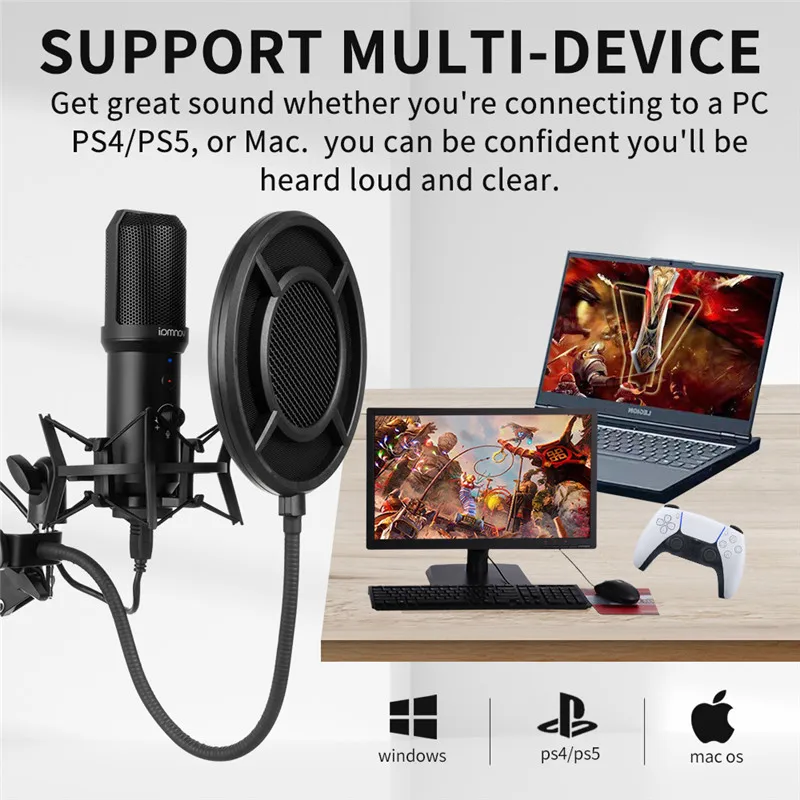 YANMAI USB Microphone Kit Studio Condenser Computer Mic With Adjustable Scissor Arm Stand Shock Mount  for Gaming YouTube Music enlarge
