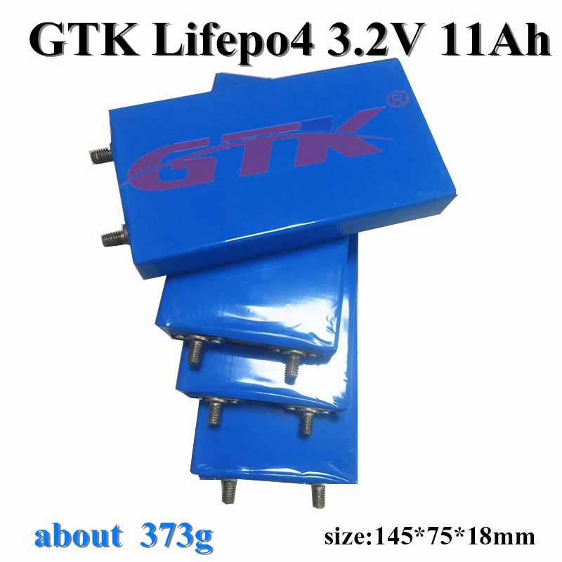 

5pcs GTK 3.2v 11Ah lifepo4 battery 30A discharge 10000mah cell aluminium case for 12v 10ah battery for E-bike,motorbike ,etc.