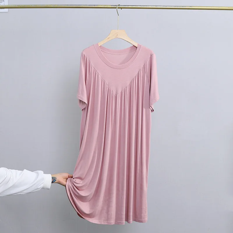 Mom Nightdress Short Sleeve Modal Homewear Women Sexy Round Collar Multicolor Sleepwear Big Size Fashion Casual Home Pjs