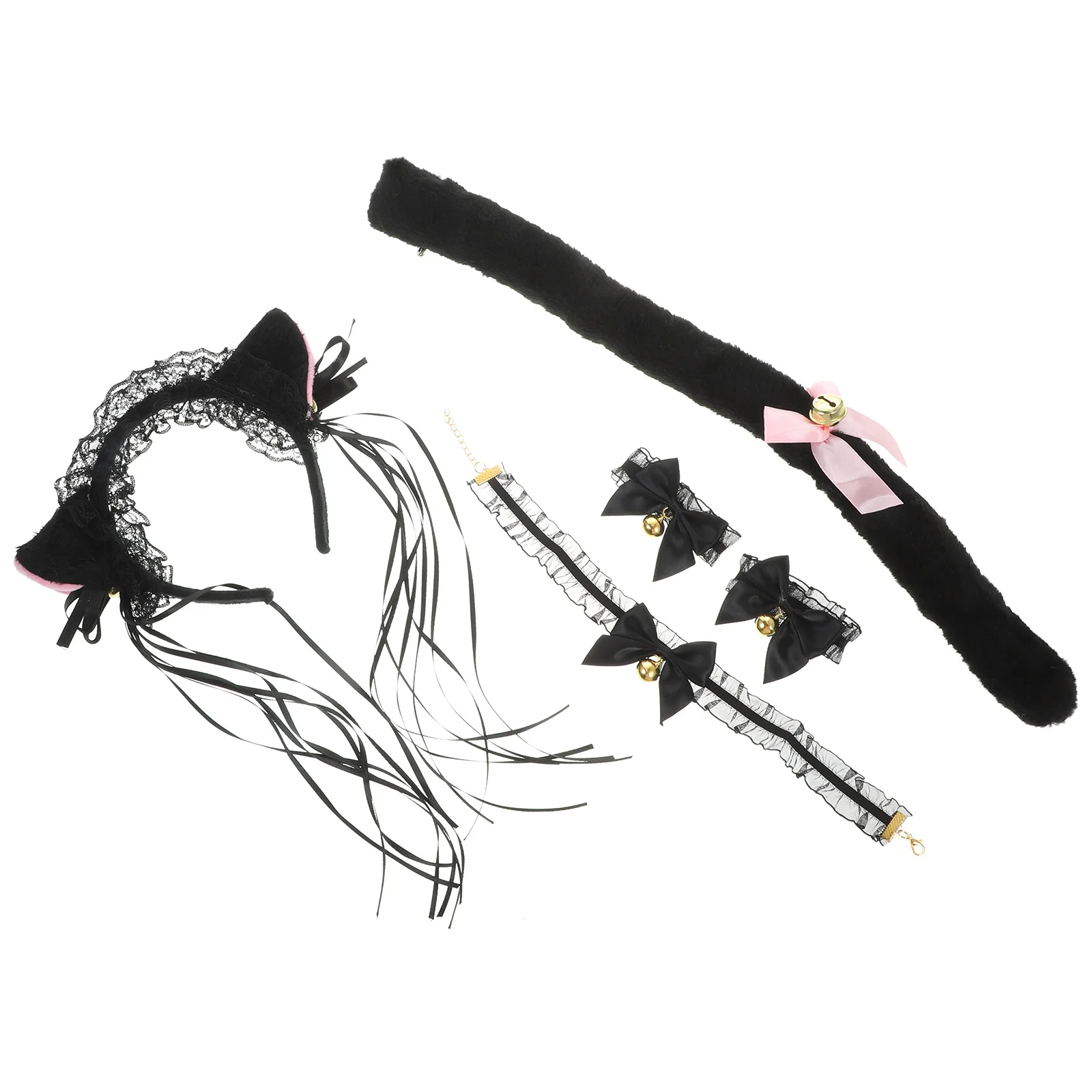 Аксессуары для косплея с кошачьими ушками и хвостом повязка на голову пушистыми