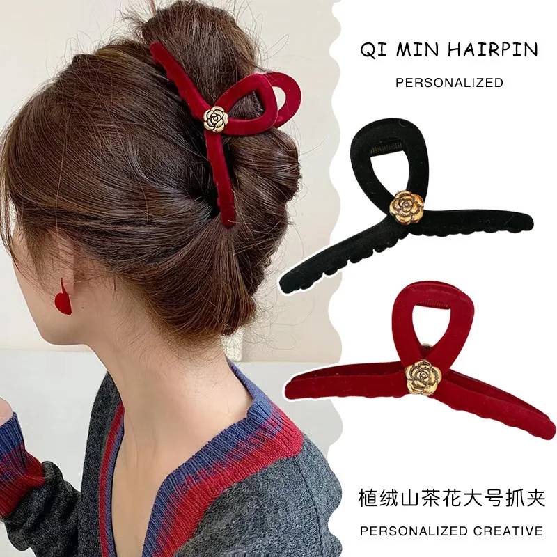 

Женский зажим для волос, зажим для волос с цветами камелии, в Корейском стиле, ручная работа, модные аксессуары для волос, зима 2022