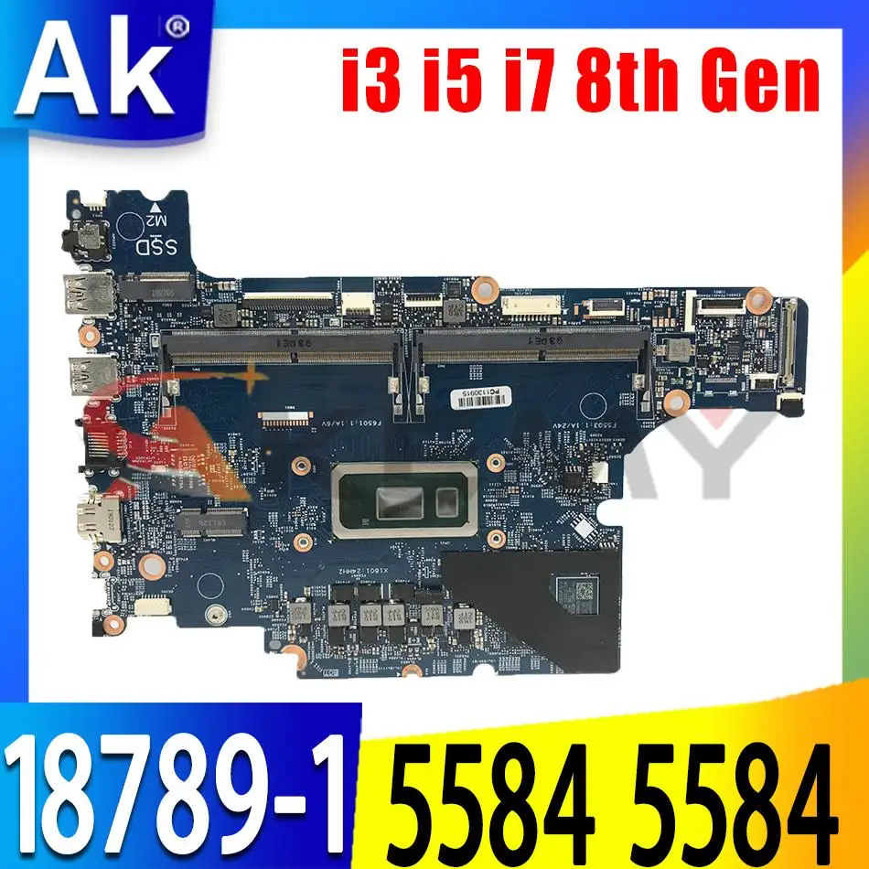 

CN-0CXMX0 0F62D6 06DHRW FOR dell 5584 5584 Laptop Motherboard WITH SREJQ i3-8145U I5-8265U i7-8565U CPU Mainboard 18789-1