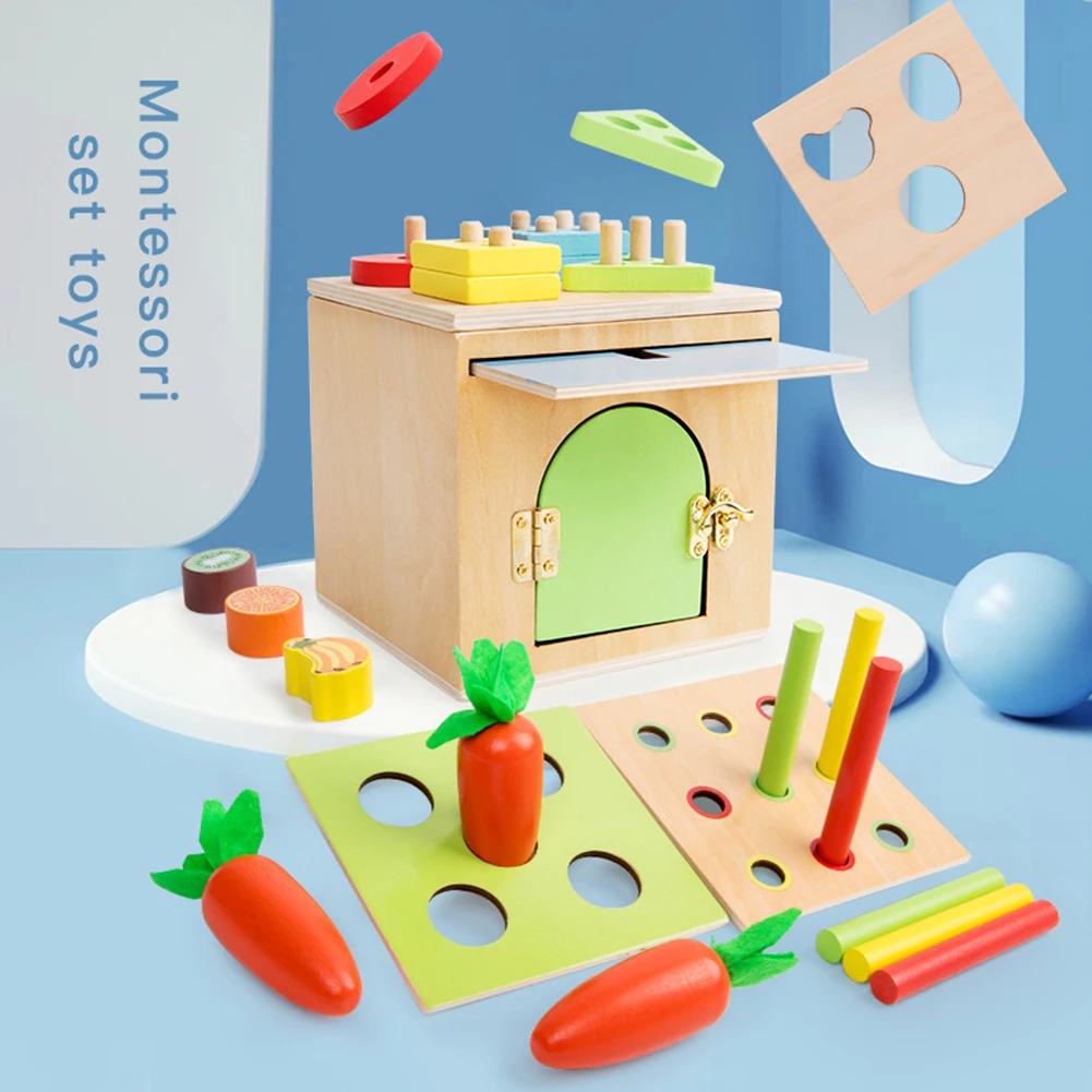 

Wooden Drawer Match Teaching Aids Multifunctional Montessori Shape Cognitive Toy Puzzle Game Stick Toy for Children Holiday Gift