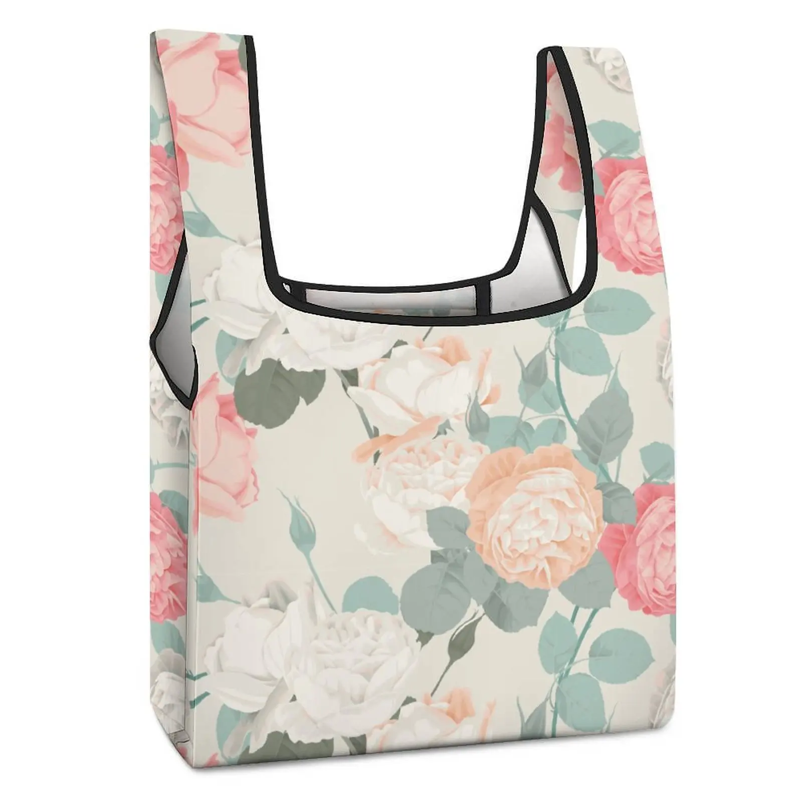 Custom Pattern Foldable Shopping Handbags Large Food Handbag Color Printing Large Capacity Bag Reusable Leisure Travel Bag