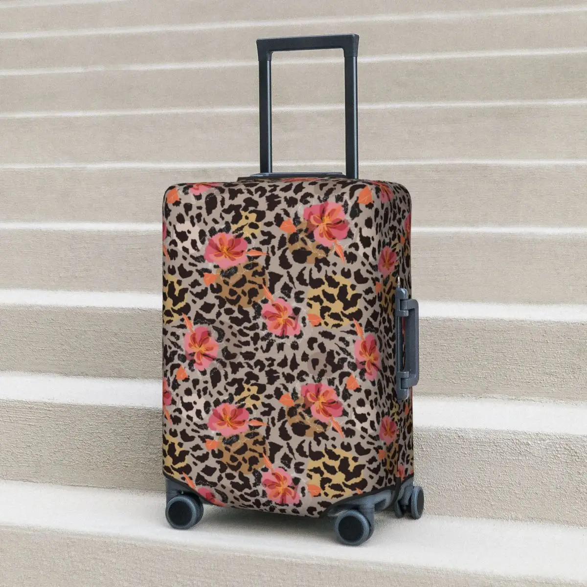 

Floral Leopard Suitcase Cover Cheetah Animal Print Business Flight Practical Luggage Supplies Protection