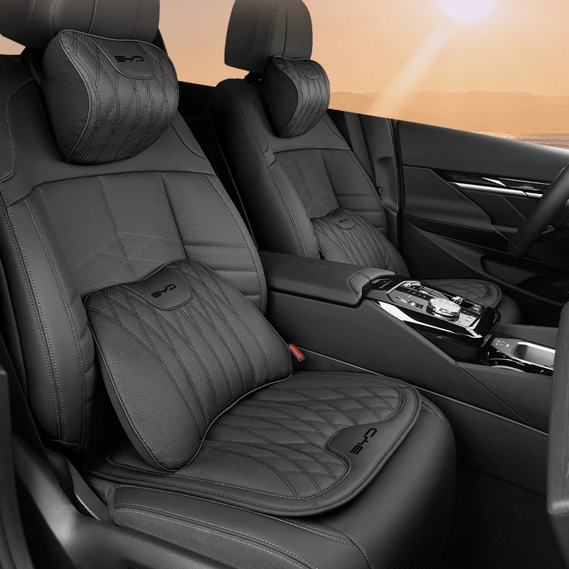 Car Seat Leather Headrest Lumbar Cushion Pillow Neck Waist Support Accessories For BYD F3 I3 F0 F6 S6 S8 E5 E6 G3 G6 L3 S7 M6 T