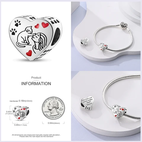 Сердечные бусины Qikaola из серебра 925
