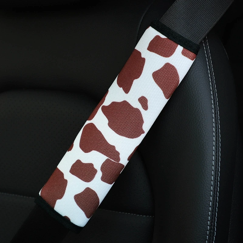 

Cow Printed Universal Car Seat Belt Cover Adjustable Plush Car Safety Belt Cover Shoulder Pad for Kids Adults Car Accessories
