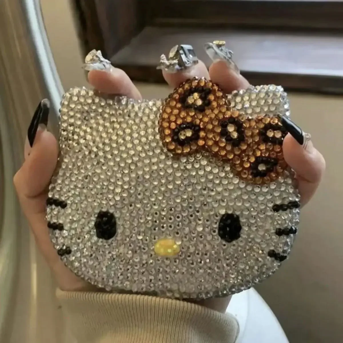 Sanrio аниме Hello Kitty зеркало для макияжа липкая алмазная лента ручной работы набор