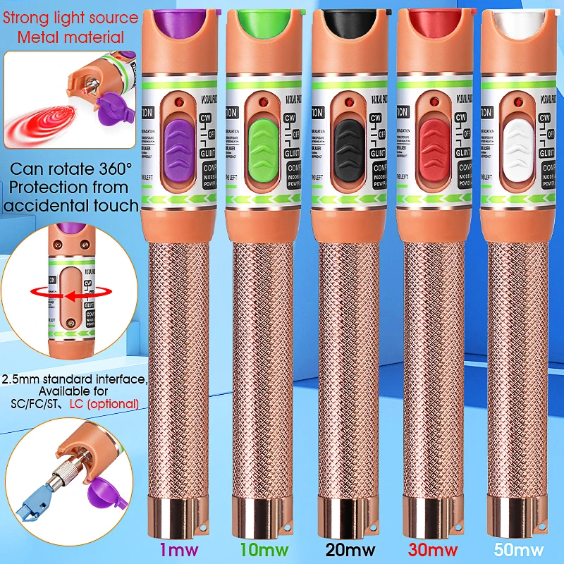 New Visual Fault Locator 50MW/30MW/10MW Fiber Optic Pen Pen Type Red Light Source Fiber Test Pen 10-50KM