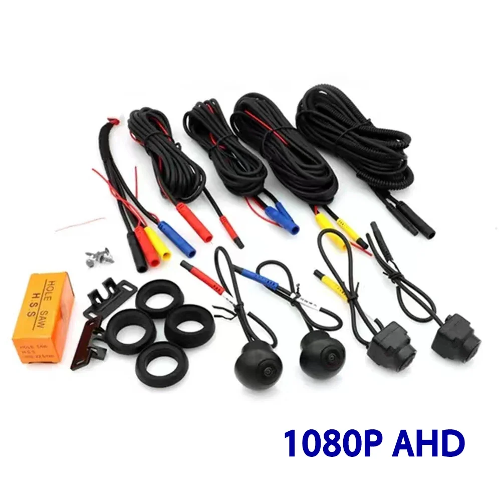 

360-камеры Автомобильная панорамная камера 1080P AHD Передняя/задняя/левая/правая камера заднего вида Система для Android Авто Радио Ночное видение