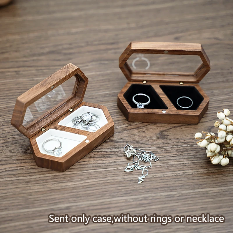 

Mini Jewelry Organizer Box Engagement Ring Box Walnut Wood Travel Case Earring Stud Holder for Proposal Wedding Proposal