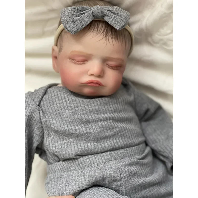19inch Reborn Bebe Rosalie Newborn Dolls Sleeping Baby Handmade Painted Lifelike 3D Skin with Visible Veins