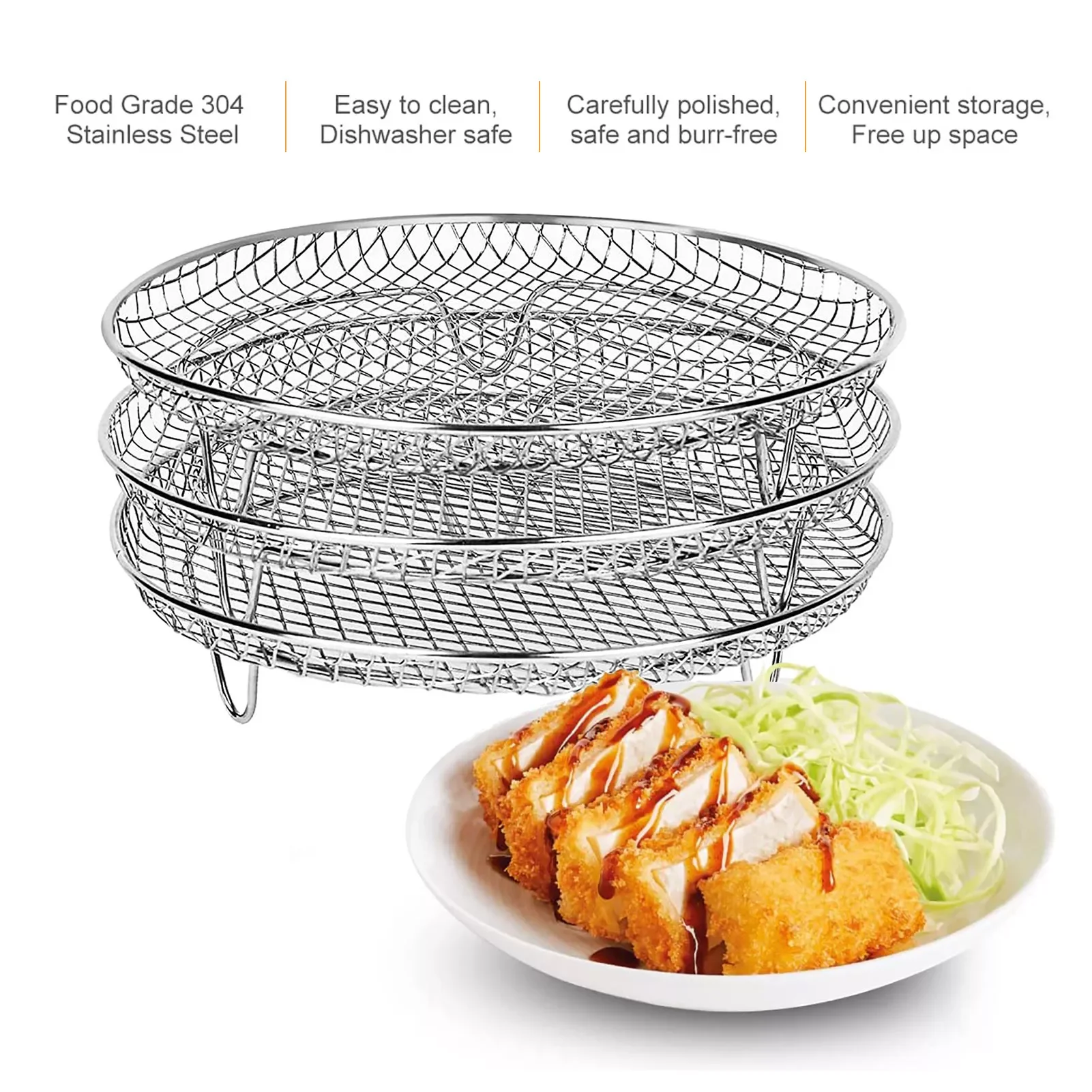 

2022 New Air Fryer Accessories Three Stackable Racks Fit All 4.2QT-5.8QT Air Fryer Cooling Drying Rack
