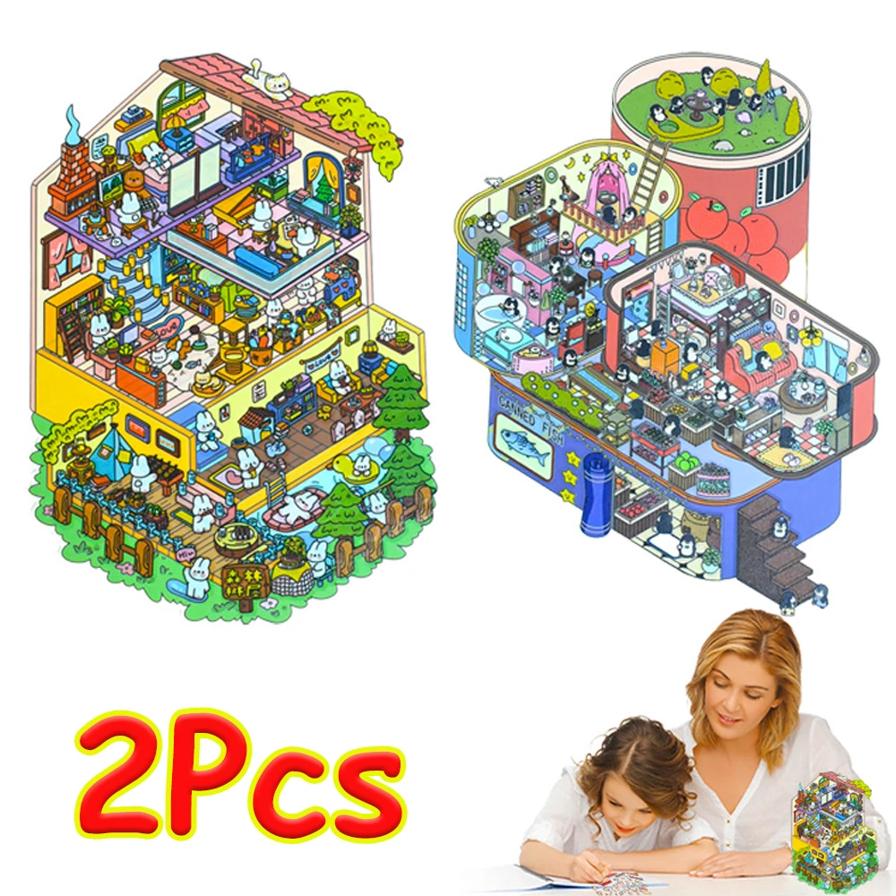 

Большой лесной корабль, кролик и пингвин, 3D наклейка