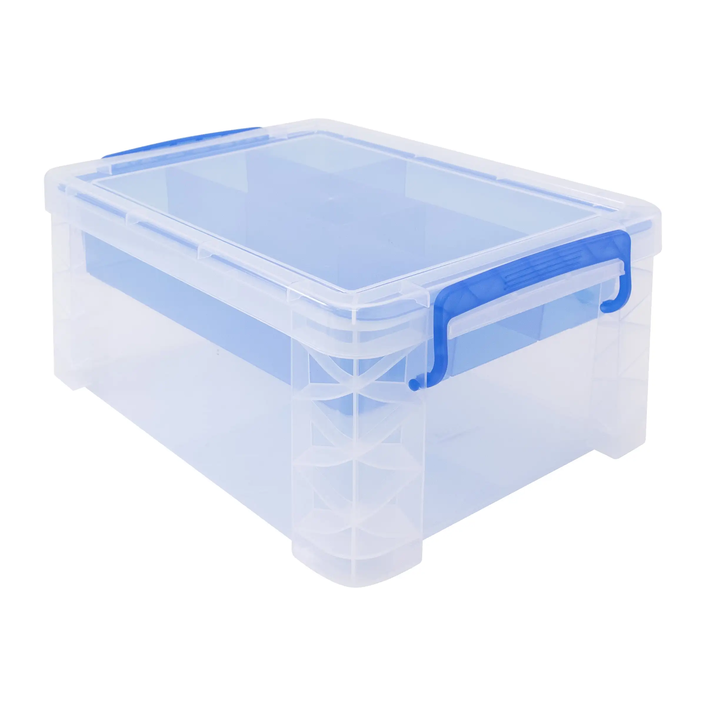 

Divided Storage Box, 6 Sections, 10.38" X 14.25" X 6.5", Clear/blue Storage Box Storage Organizer