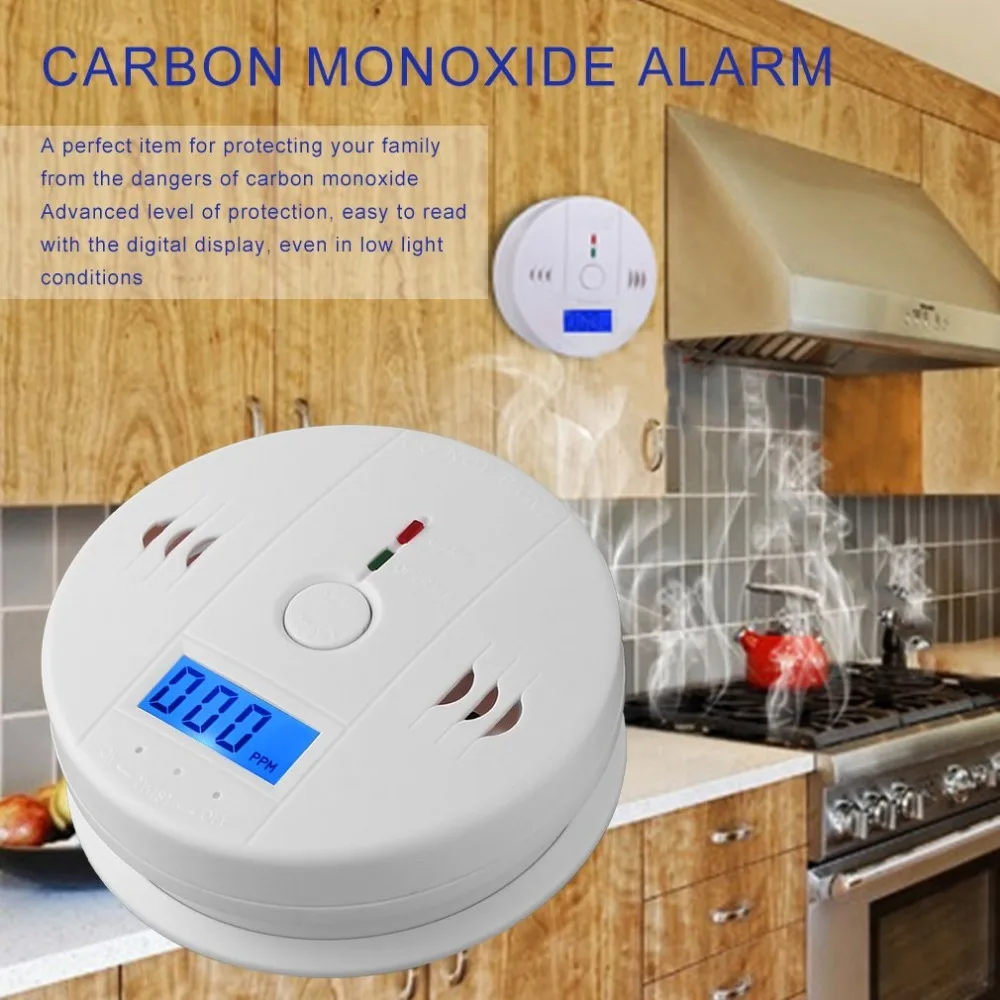 

CO Detector Carbon Monoxide Poisoning Smoke Gas Sensor 85dB Siren LCD Indicator Flashing Sound Warning Home Security Alarms