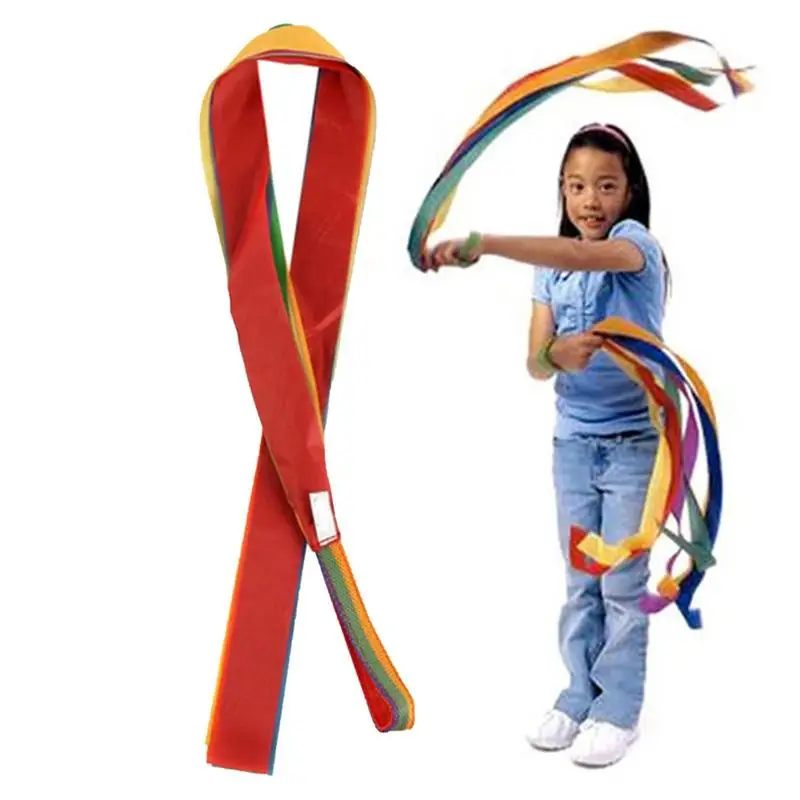

Rainbow Ribbon Interactive Color Ribbon Toys Wedding Ribbon Stick Twirling Streamers Toys For Children Supplies