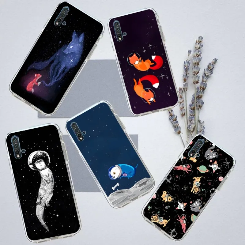 

Прозрачный чехол для телефона Huawei P50 P40 P30 Pro Mate 40 30 Pro Nova 8 8i Y7P Honor с изображением космических черепашек