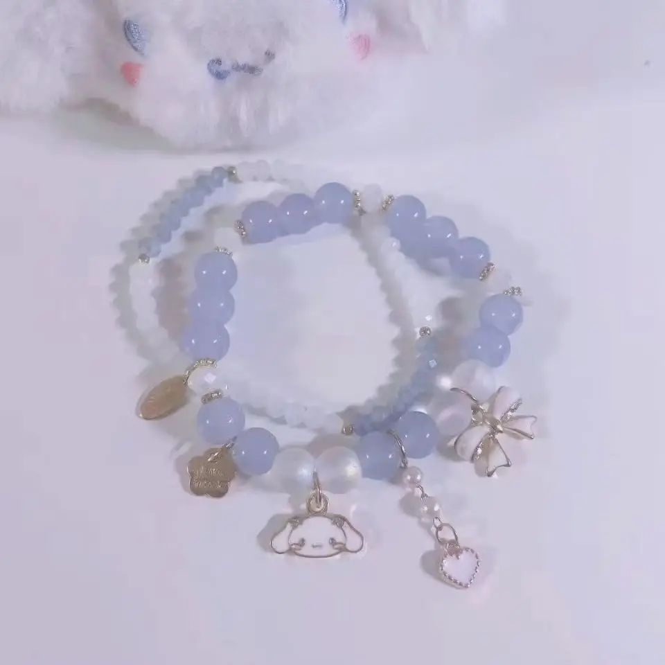 

Sanrio Kawaii Anime Figure HelloKitty Kuromi Mymelody Cinnamoroll New Bracelet Crystal Bracelet Beaded Chain Girlfriend Gift