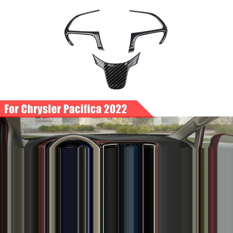 3Pcs/Set Carbon Fiber Car Steering Wheel Decoration Cover Trim Sticker For Chrysler Pacifica 2022+