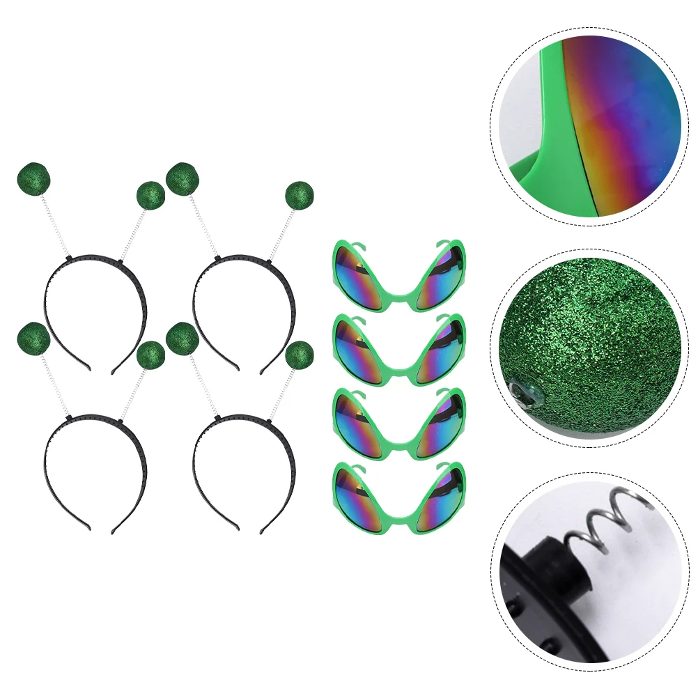 

4 комплекта очков, головная повязка, искусственный декор, праздник на Хэллоуин, декоративный головной убор, аксессуар, пластиковые костюмы для выпускного вечера