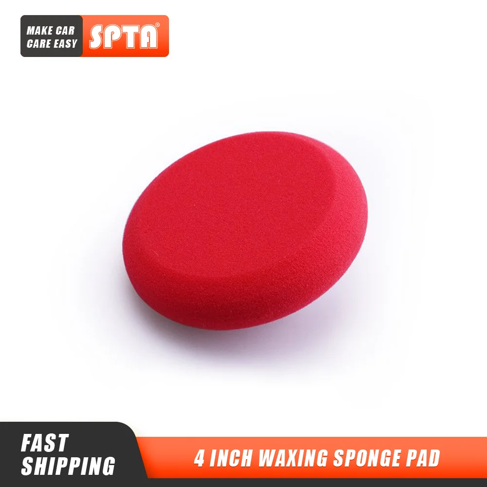 SPTA 2Pcs/Set Red Round Foam Wax Applicator Pads for Car Edgeless Hand Polishing Sponge Kit for Waxing Buffing