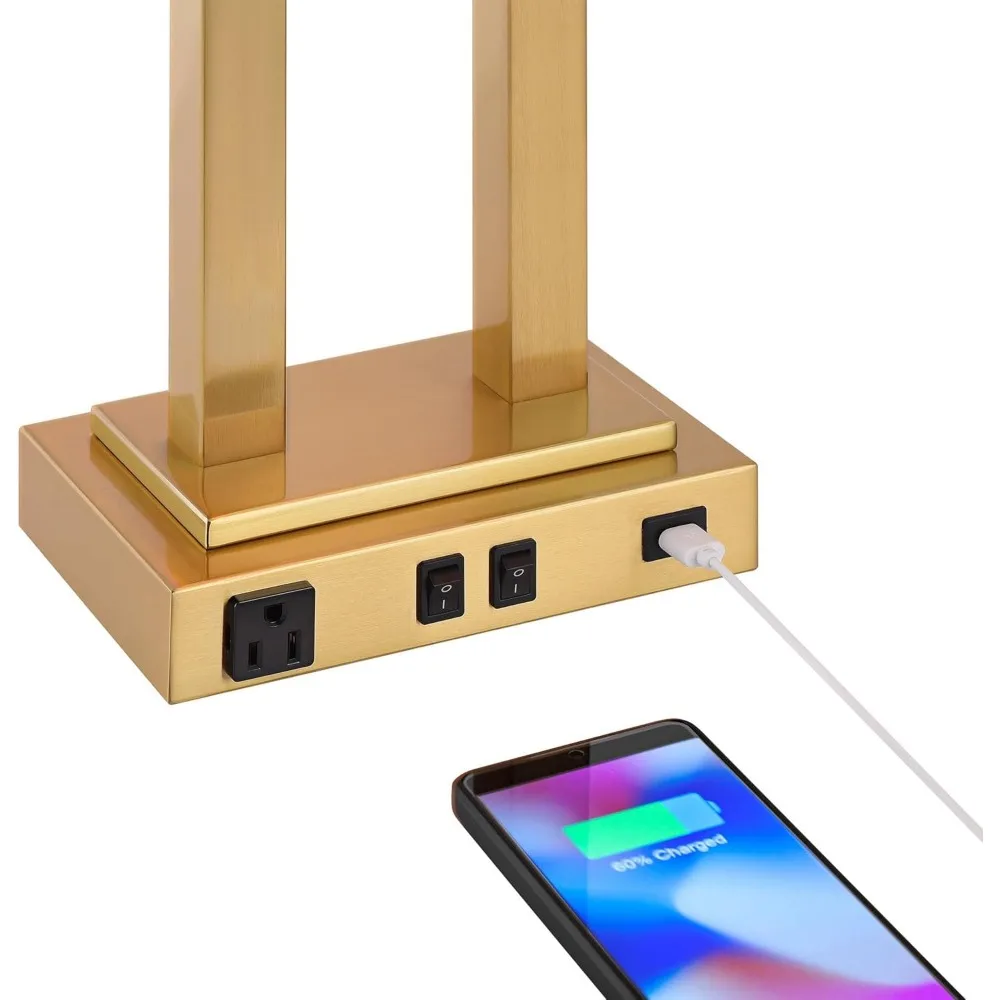 Современная настольная лампа Amity 26 дюймов USB-порт розетка переменного тока золото