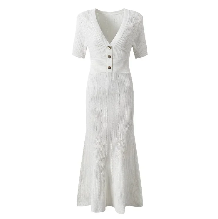 Темпераментное женское красное вязаное платье рыбий хвост осень-зима модное