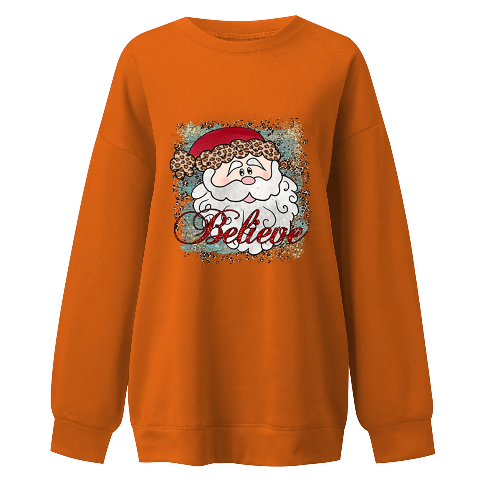 

New Large Size Christmas Graphic Print Drop Shoulder Christmas Women's Sweater