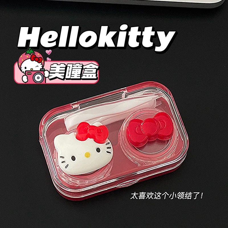 Новый чехол для контактных линз Sanrio Hello Kitty прозрачный красный мультяшный