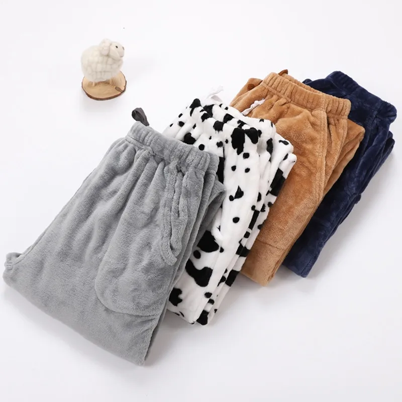 

Women's Trousers Winter Flannel Multiple M-XXL Pants Bottoms Couple Thicken For Wear Pajama Warm Styles Large Fdfklak Lounge