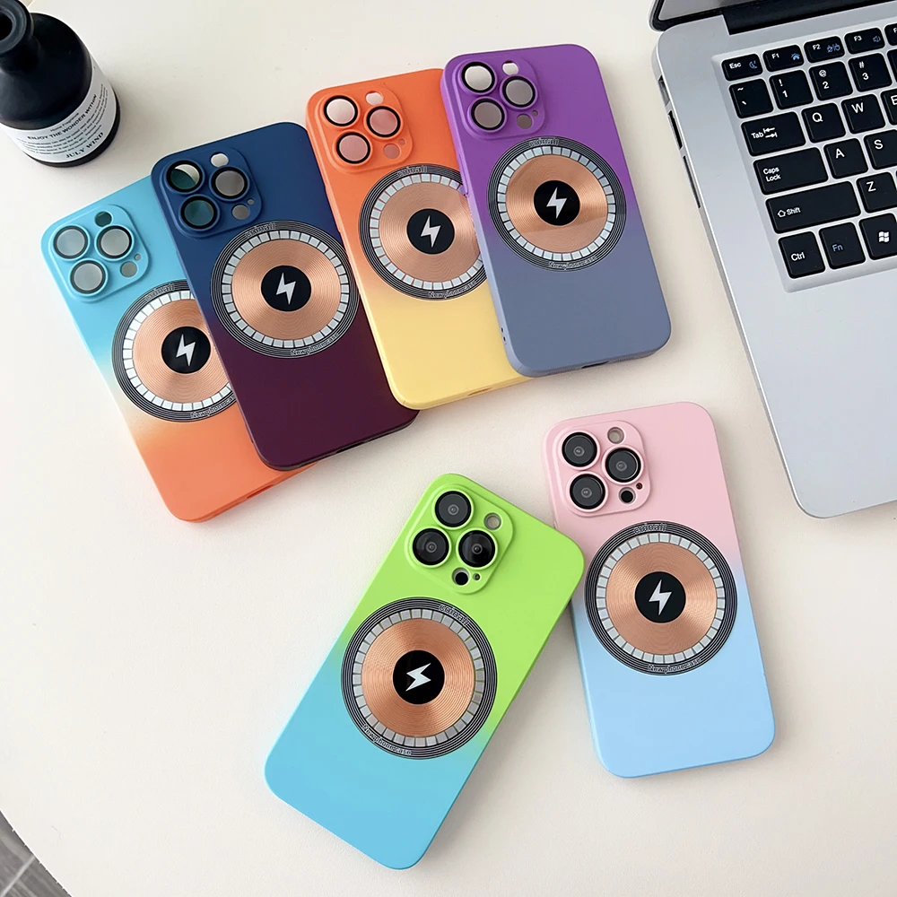 

Высококачественный постепенный цветной защитный чехол для объектива камеры для телефона IPhone 12 13 14 Pro Max Mag безопасная задняя крышка с беспро...