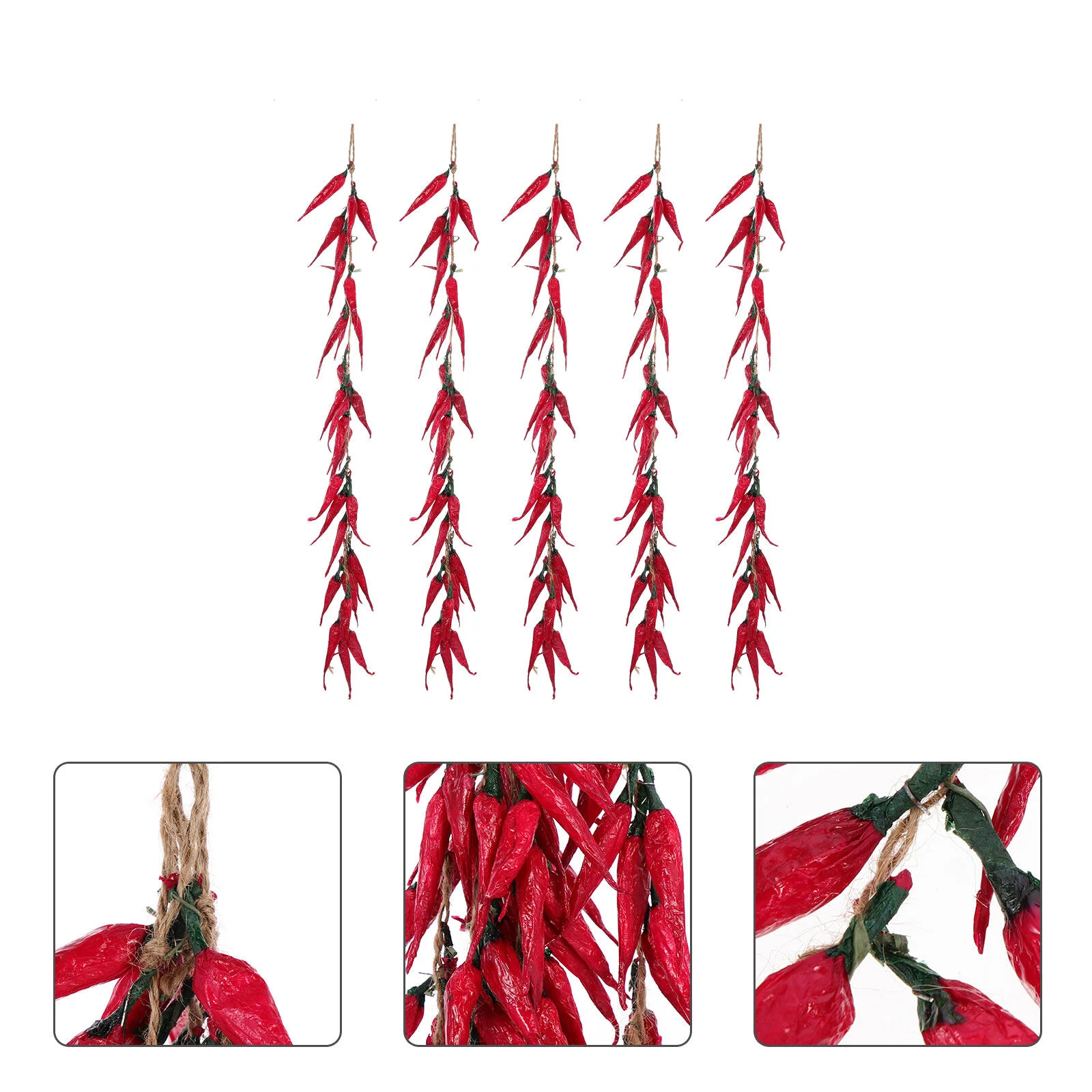 

5 Pcs Artificial Pepper Mini Wreath Hanging Fake Decor Hangings String Foam Vegetable Simulation Red Chili Pendants Dry