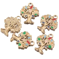 5pcslot stainless steel gold life tree enamel charms dangles pendants for diy bracelet crafts weird jewelry making supplies