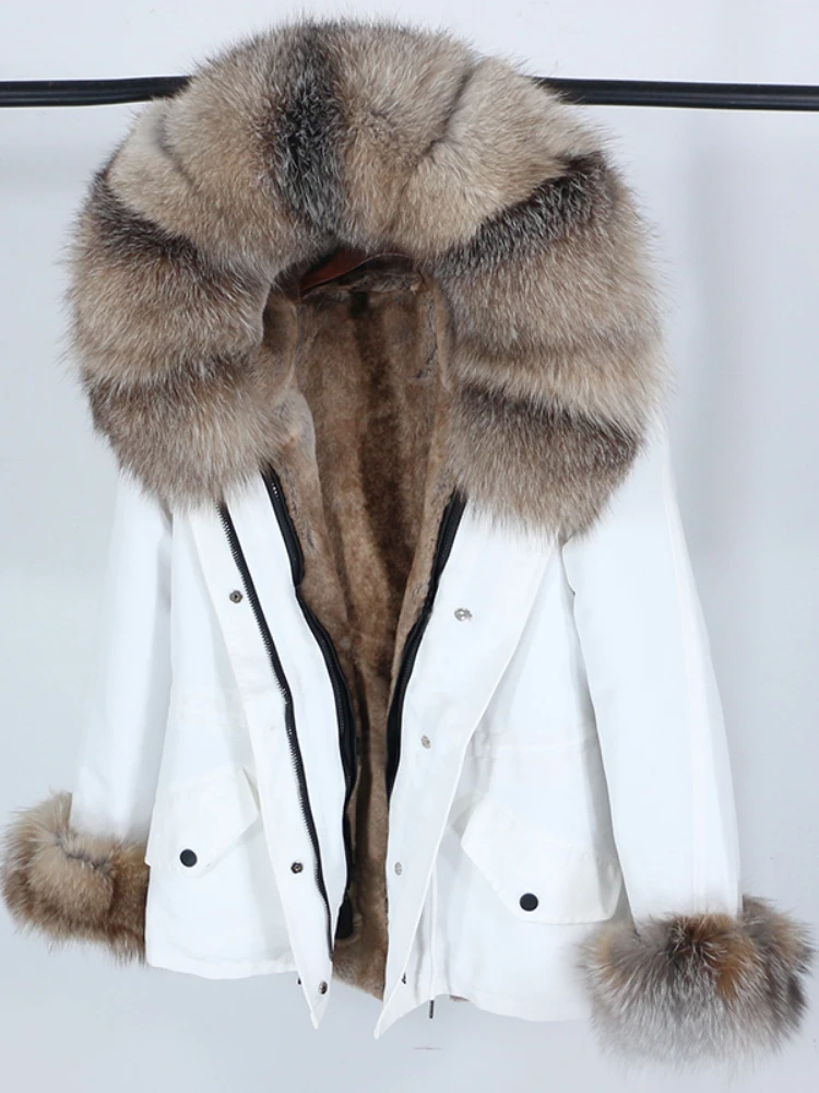 

OFTBUY 2023 New Winter Jacket Women Parka Real Fox Raccoon Fur Collar Hooded Thick Warm Outerwear Natural Fur Coat Streetwear