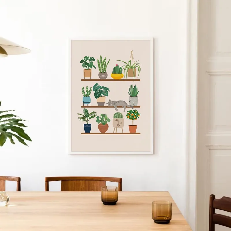 Постеры в стиле бохо для кошек и домашних растений