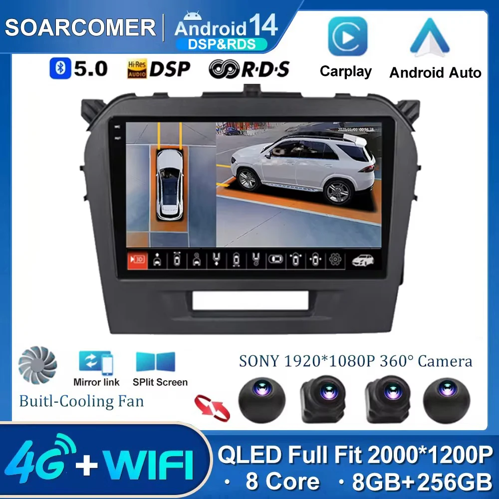 8-ядерный мультимедийный Dvd-плеер Android 14 для Suzuki Vitara 2017 2018 2019 2020 Авторадио Gps