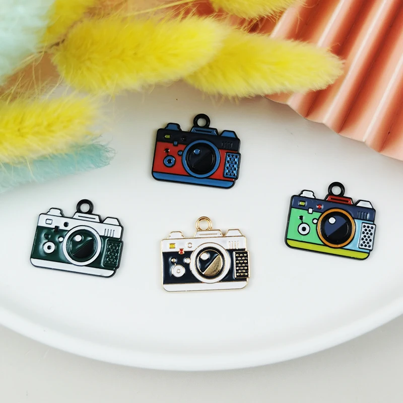 

ApeUr 10pcs/pack Camera Enamel Charms For Jewelry Making DIY Earrings Phone Pendants