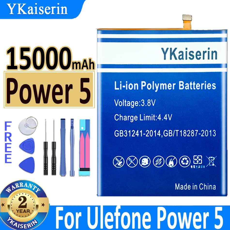 

YKaiserin Battery Power 5 15000mAh For Ulefone Power5 Smart Phone Bateria + Free Tools