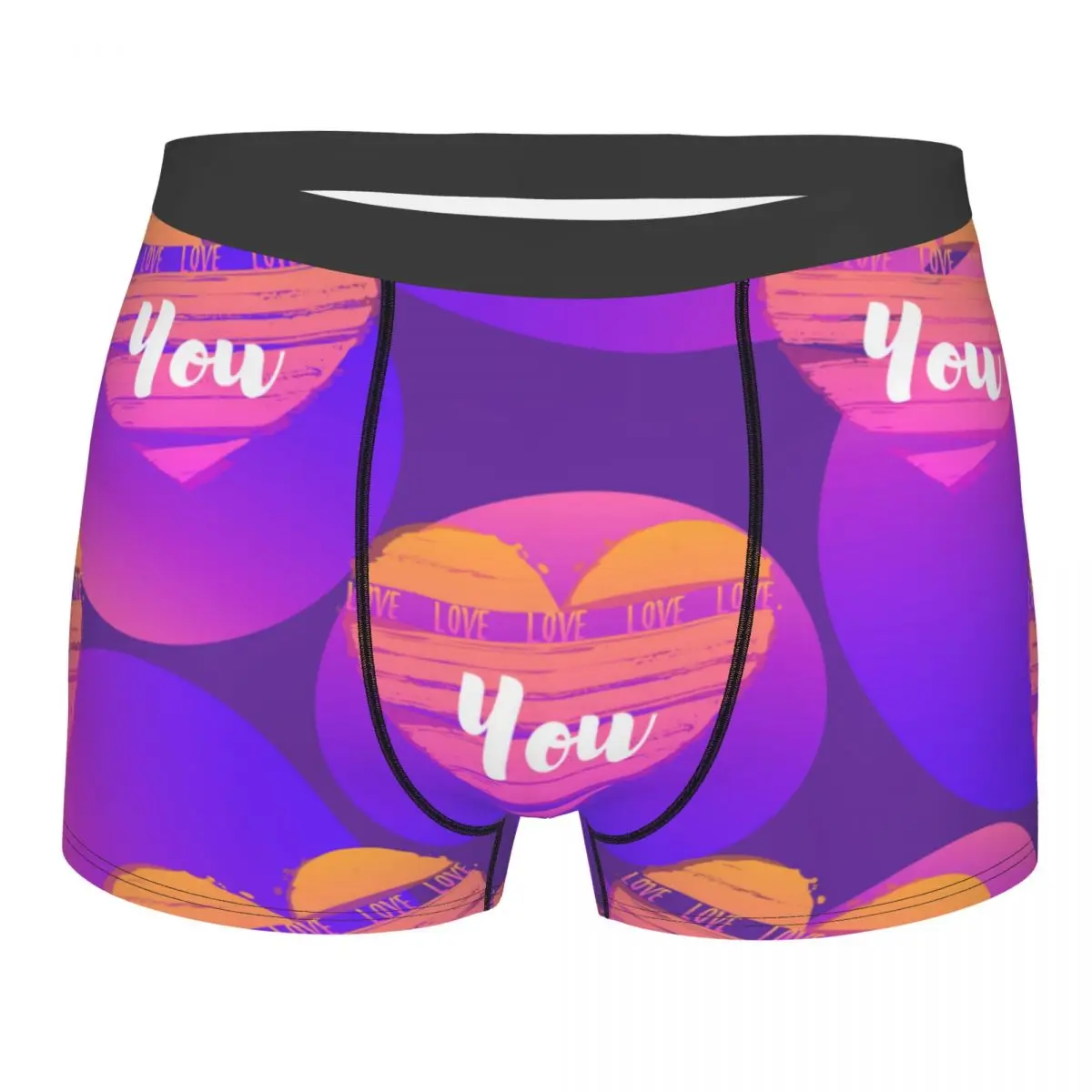 

Men's Panties Underpants Boxers Underwear Hand Drawn Colorful Hearts With Text Love You Sexy Male Shorts
