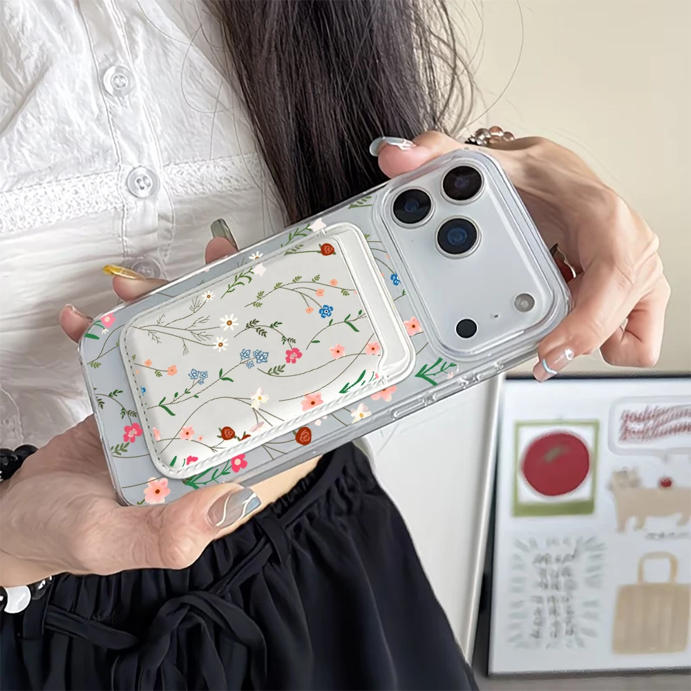 Фото Чехол для телефона с магнитным держателем для карт Wildflowers and Weeds For Magsafe, совместимый с iPhone 17, 16, 13, 15, 12, 14 Pro Max Plus, Air 16E №3