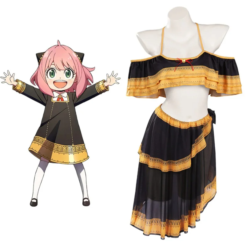 

Anime Spy X Family Cosplay Anya Forger Swimsuit Cosplay Costume Wig Summer Dress Three-piece Set Bikini Beach Anime Set