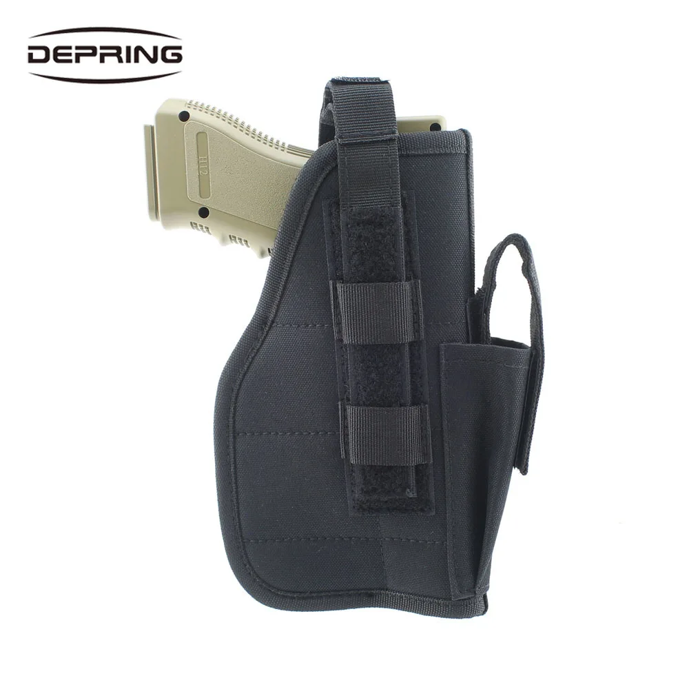 

Tactical Molle Gun Holster Waist Belt Pistol Holster with Magazine Slot for Right Hand Shooters Glock M9 M1911