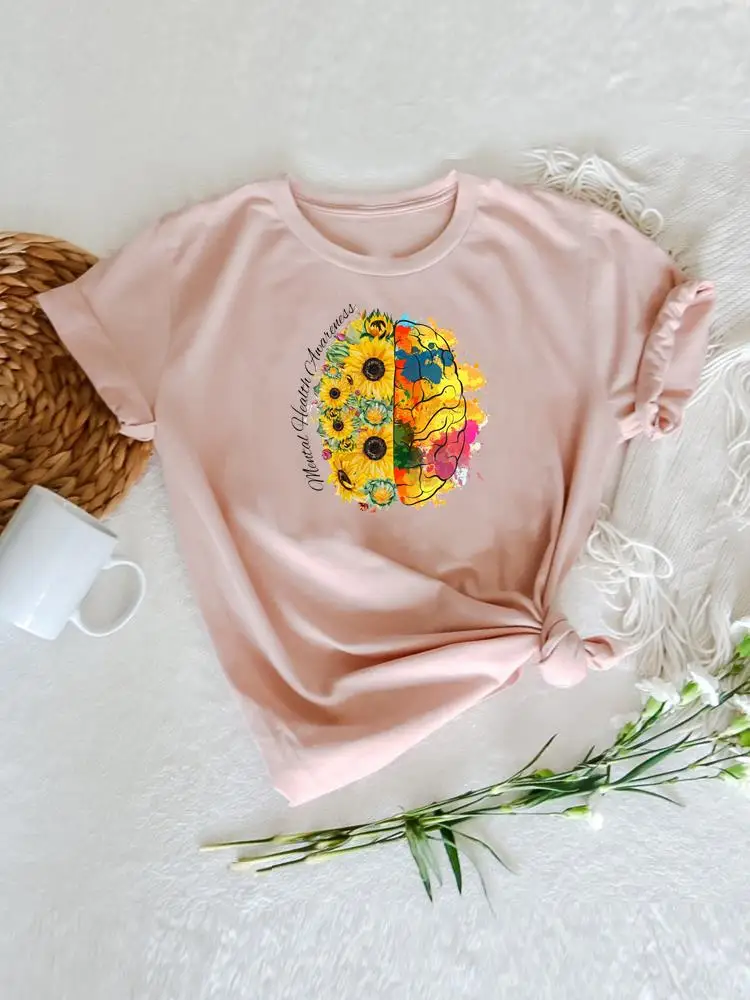 

Женская футболка с коротким рукавом, с цветочным принтом и графическим принтом