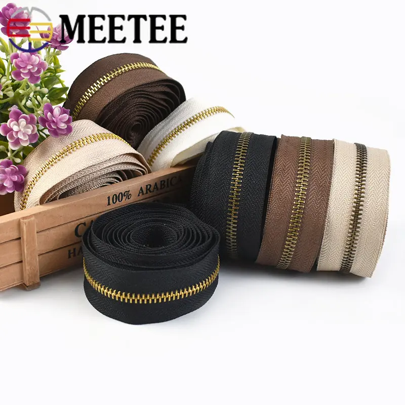 2/4Meters Meetee 5# Metal Zipper Tapes Decor Endless Zips for Bag Jacket Clothes Luggage Zipper Repair Kits Sewing Accessories images - 6