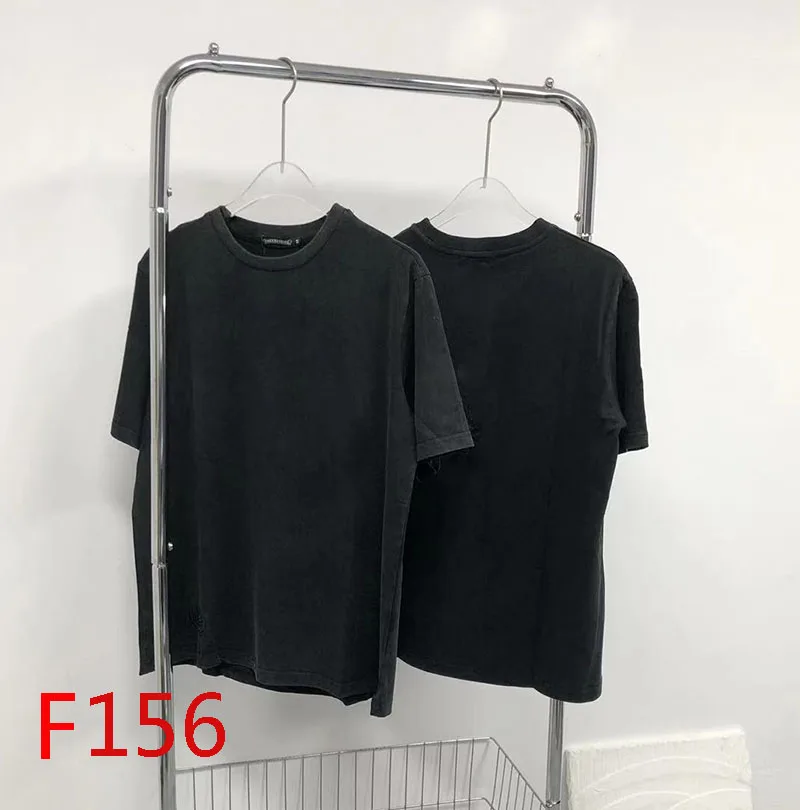 

F156 Summer Short Sleeve T-Shirt Leather Sanskrit Embroidery Cross Letters Fashion Clothing Punk Style