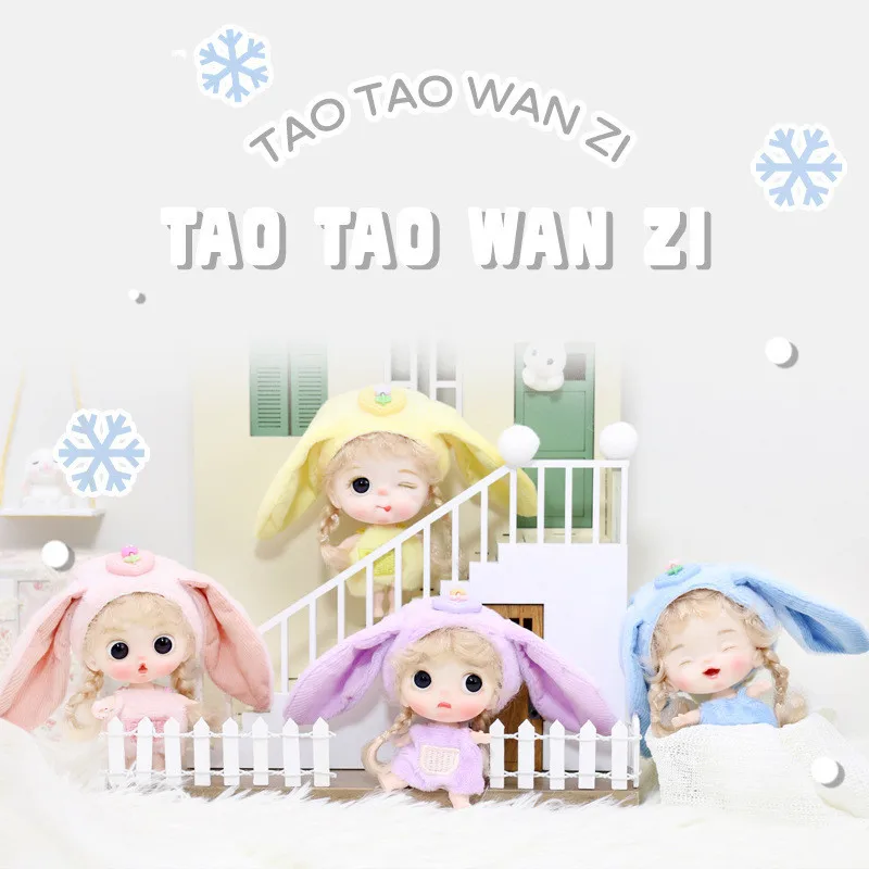 

New 10cm Bjd Ob11 Cartoon Cute Rabbit Series Doll with Clothes Set Multi Joint Movable 1/12 Cute Doll Girl Birthday Gift Toy