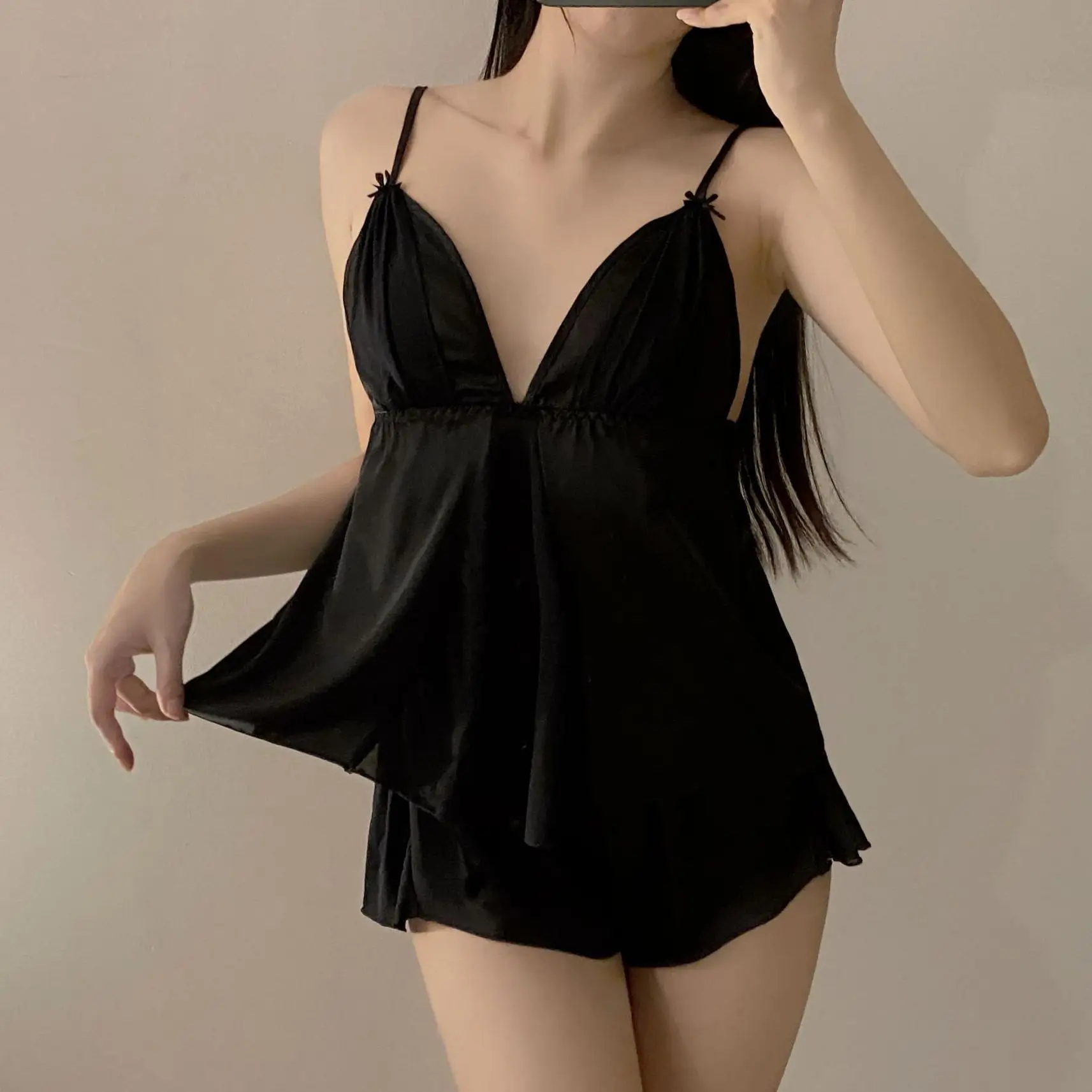 

Summer Pajamas Set Women Sleepwear Nightwear Sexy Strap Top&shorts Pijamas Suit Intimate Lingerie Silky Satin Home Clothes